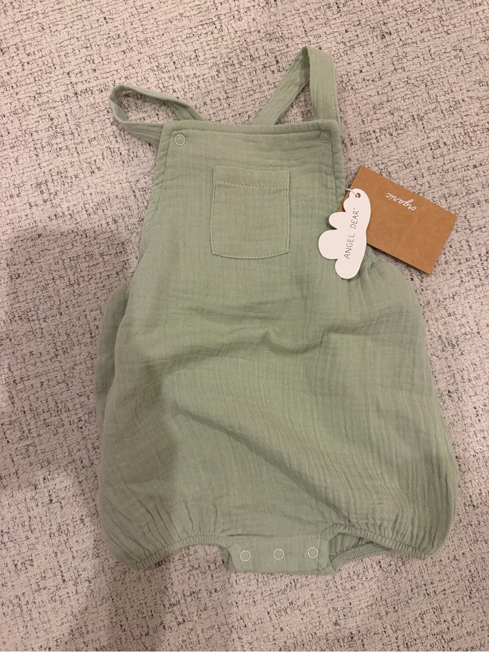 Angel Dear Light Sage Green Muslin Baby One-Piece